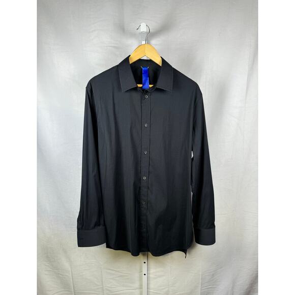 Kit and Ace Long Sleeve Button Up Dress Shirt Black Men's Size Large - Picture 1 of 5